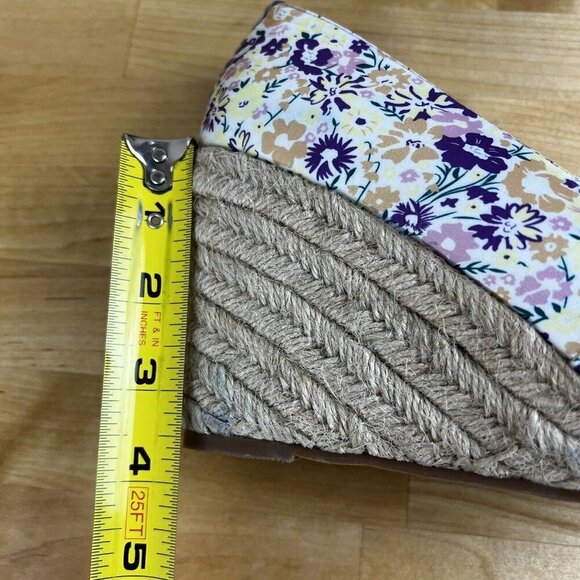 Allegra K White Purple Floral Peep Toe Platform Pumps Wedge Sandals Size 7.5 - Picture 10 of 11